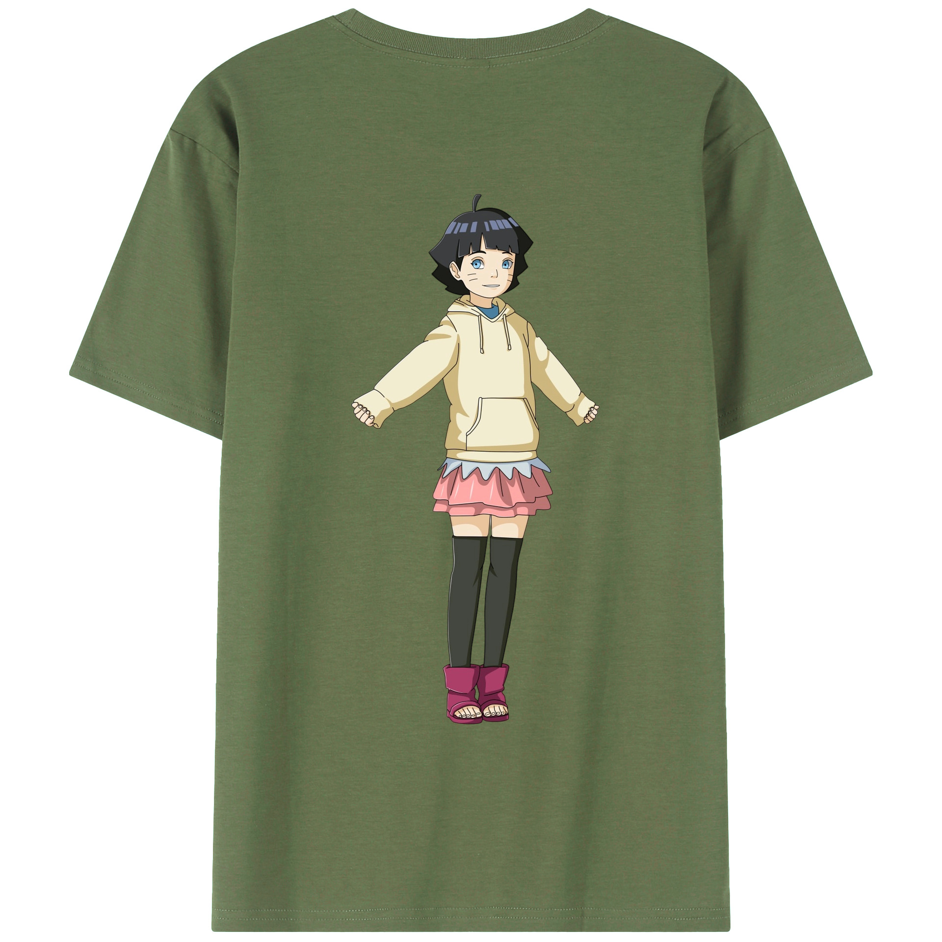 （画像用） NARUTO -ナルト- うずまき ヒマワリ Uzumaki Himawari 綿100％ メンズ半袖Tシャツ（バックプリント） 通気性